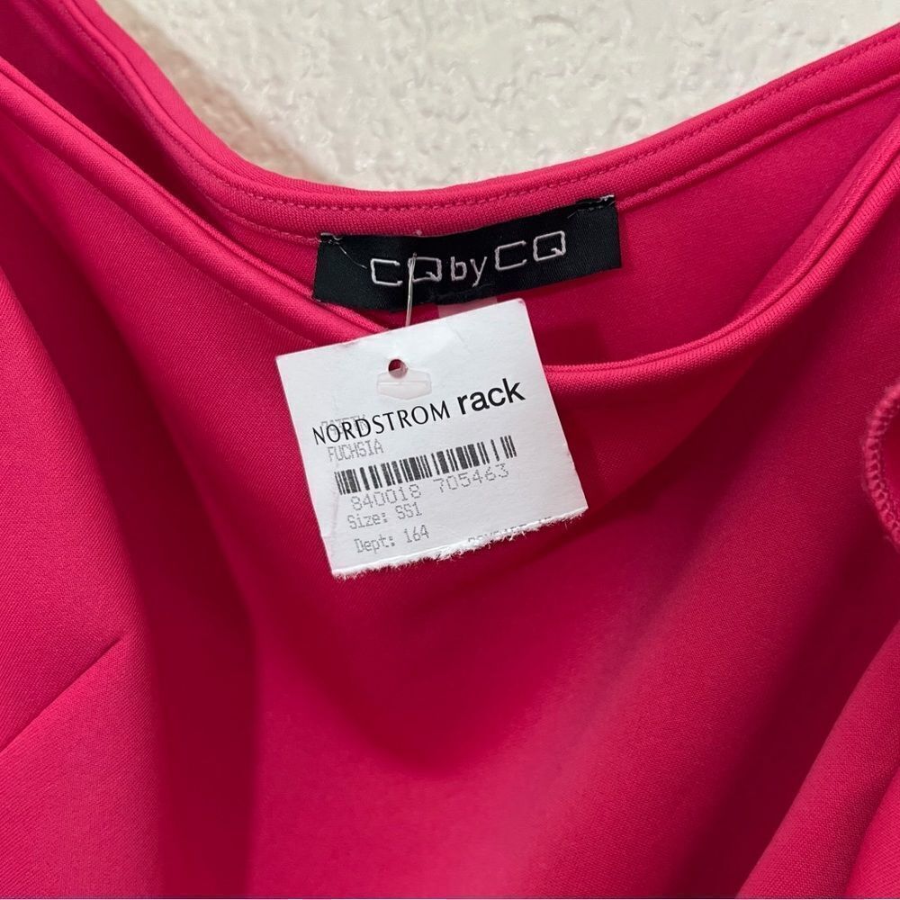 CQ by CQ One Shoulder Ruffle Asymmetrical One Shoulder Peplum Top Pink Fuchsia - Picture 13 of 15